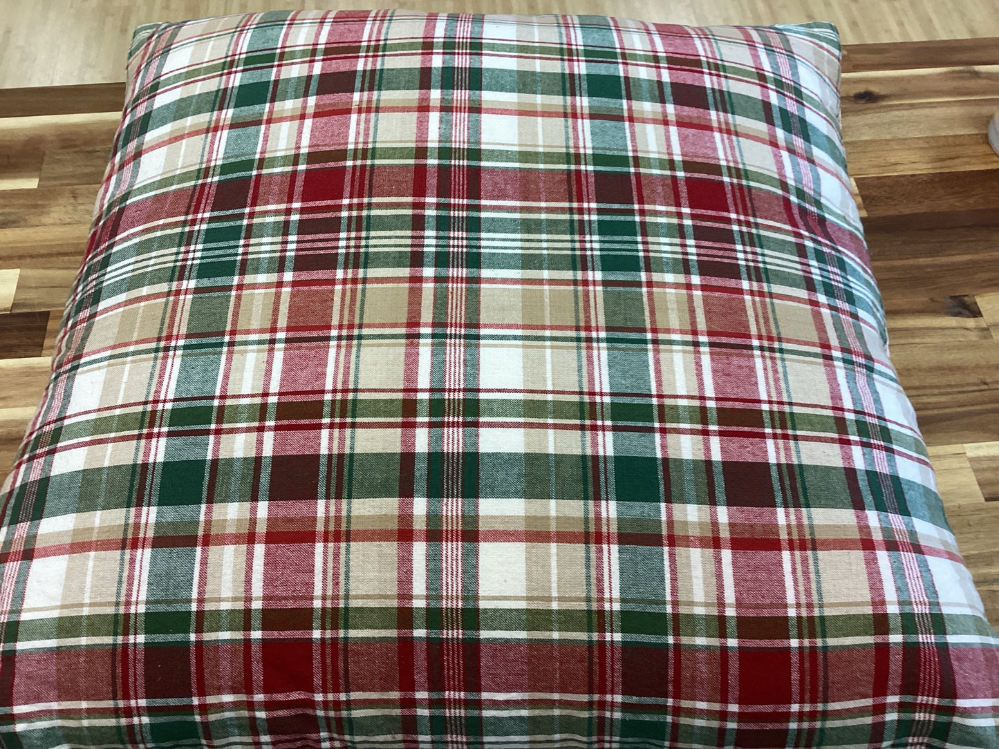 24” square plaid pillow