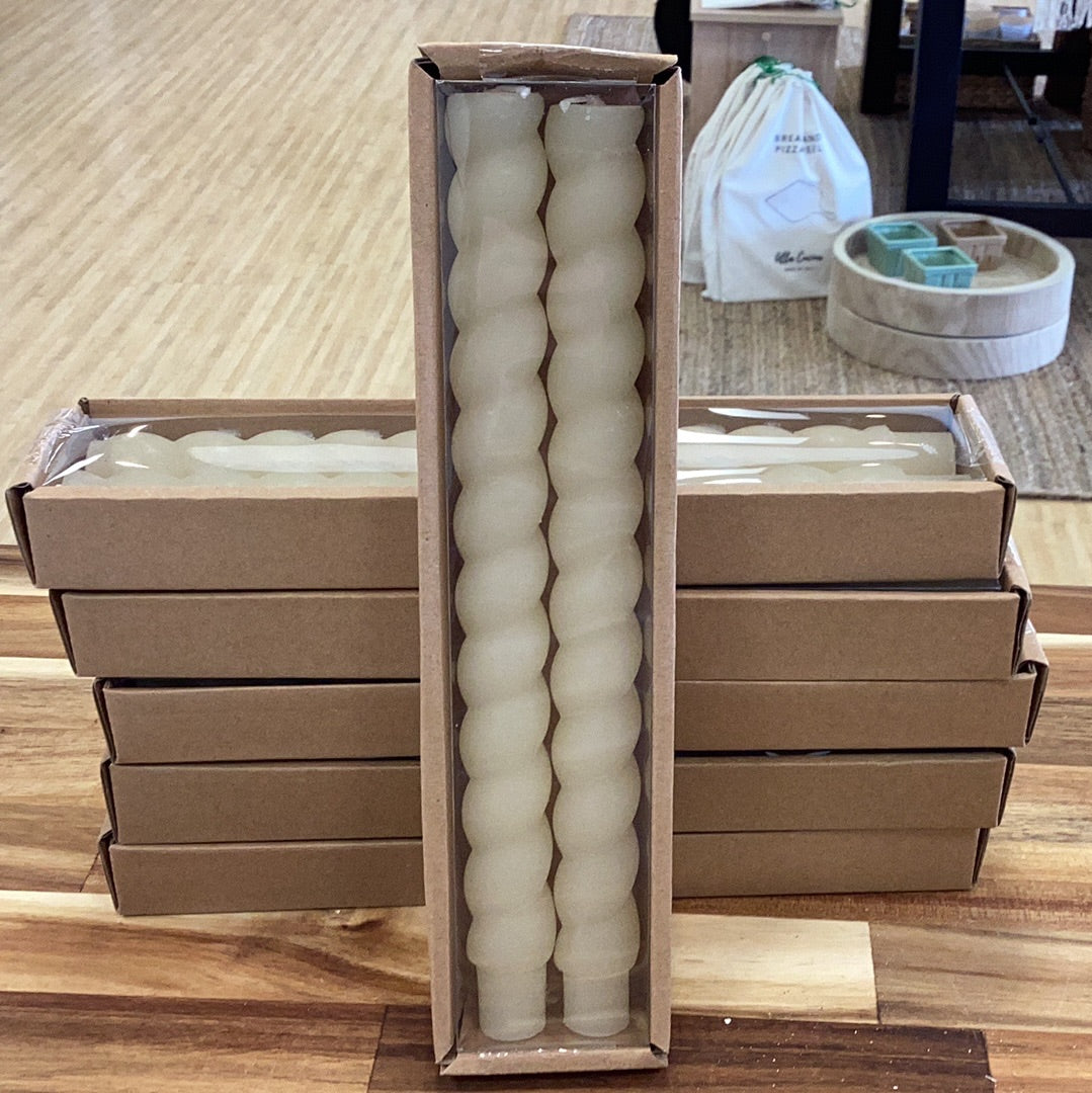 Twisted taper candles…unscented…cream