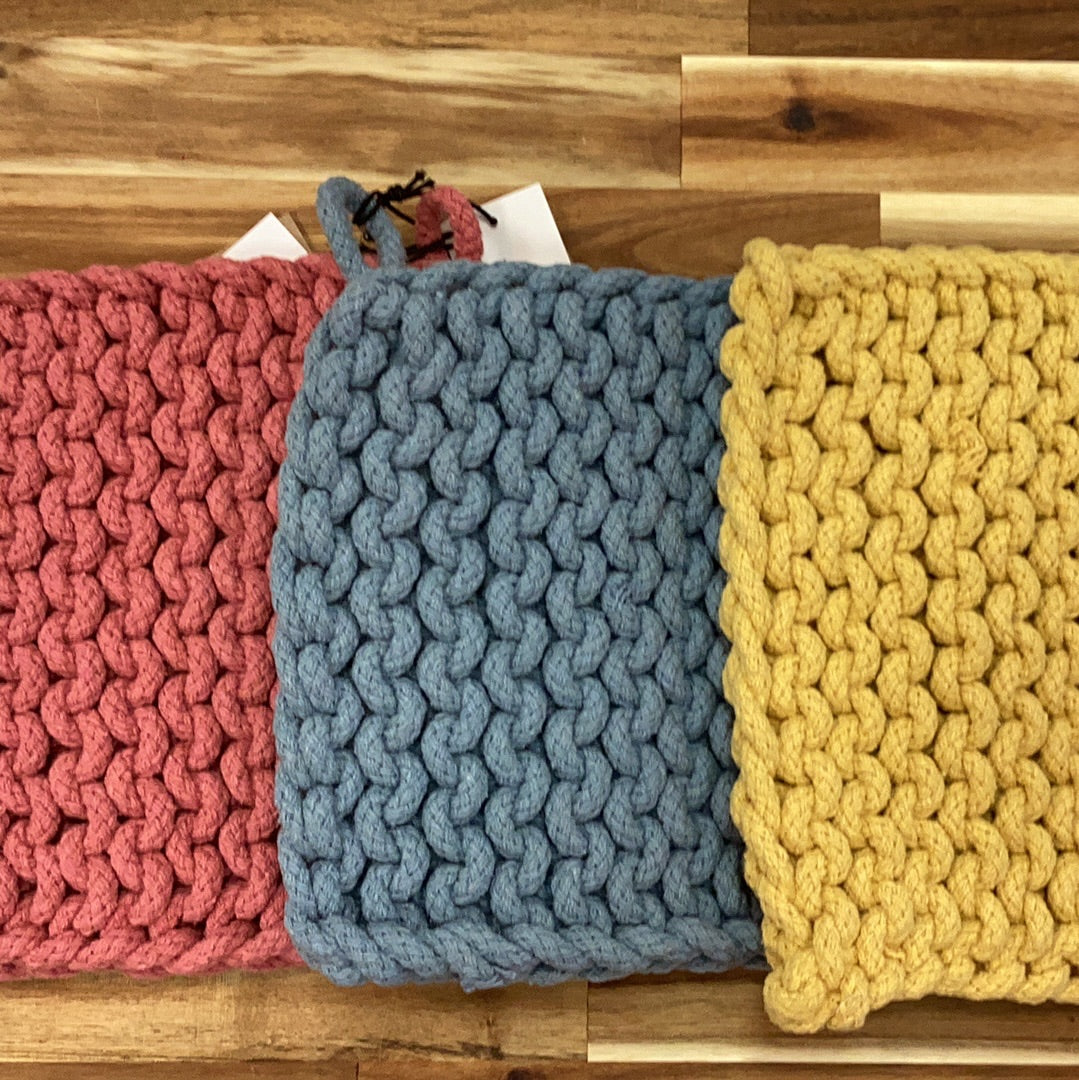 Cotton crocheted pot holder