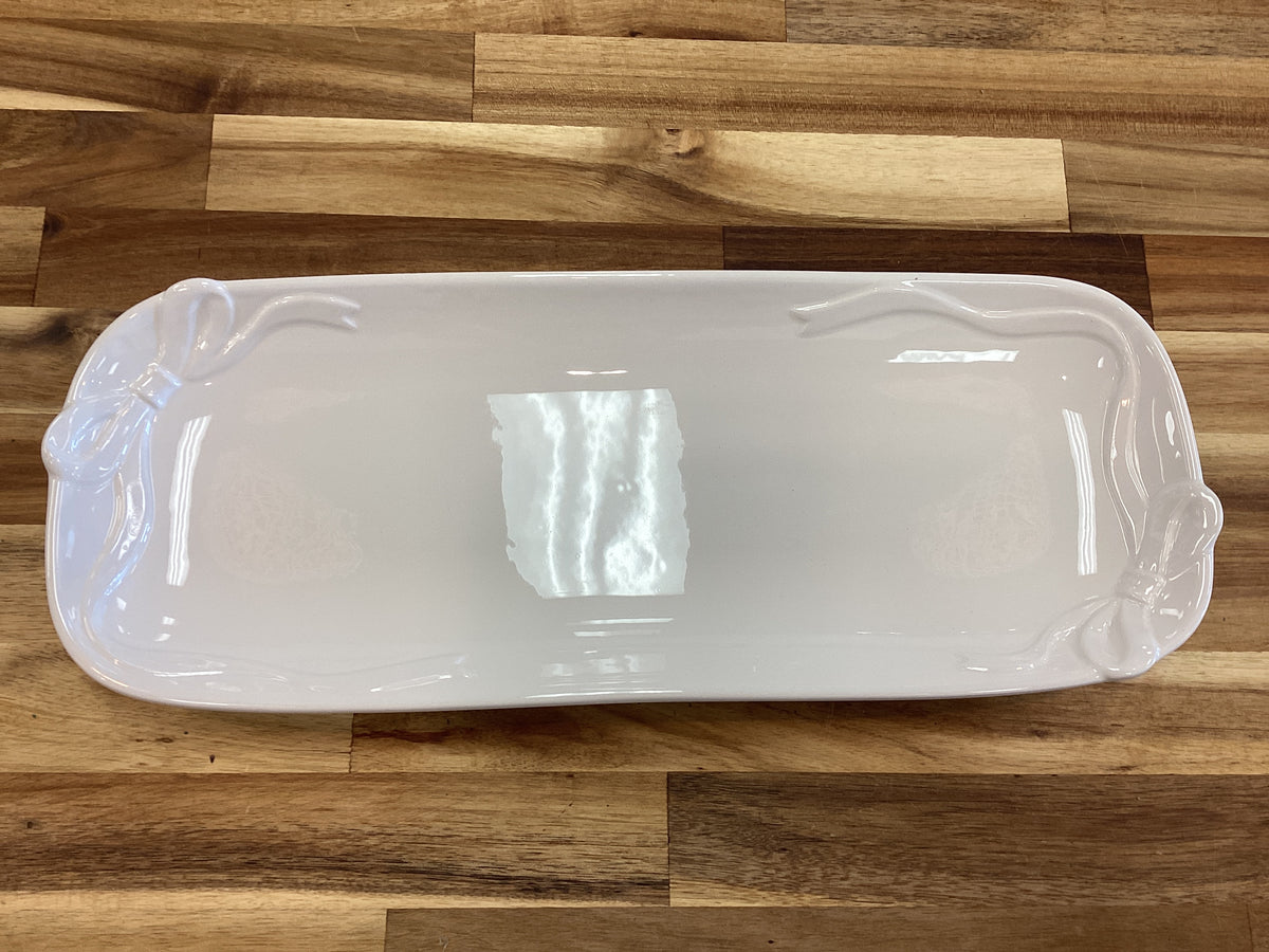 Very merry bow platter, white
