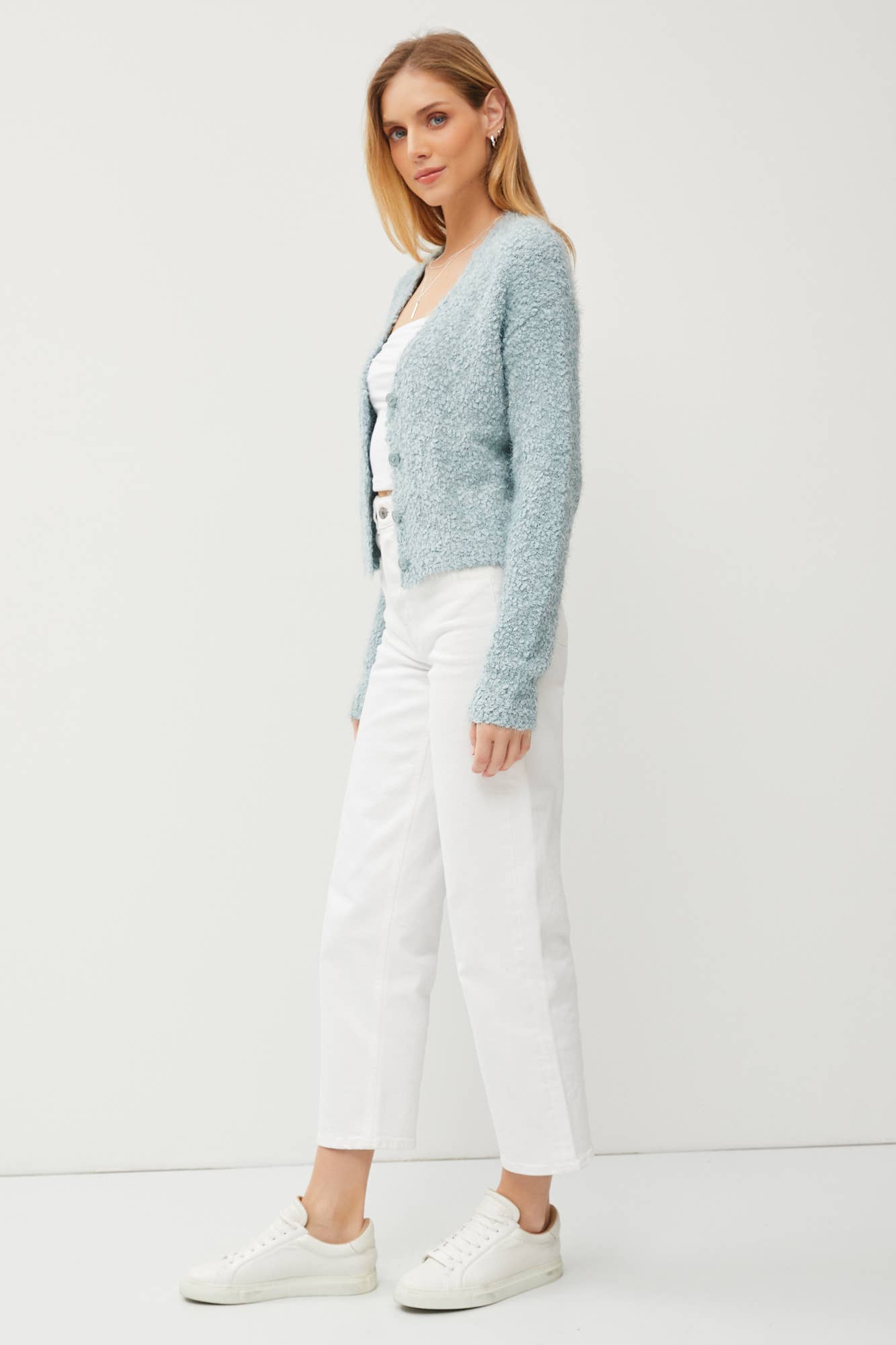 SNUG FUZZY CARDIGAN: ML / D. MINT
