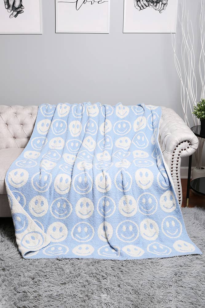 Happy Face Throw Blanket: Yellow