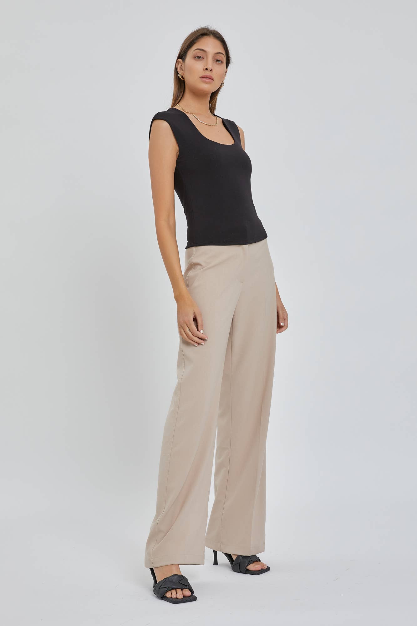 BASIC CAP SLEEVE KNIT TOP: Large / Off White