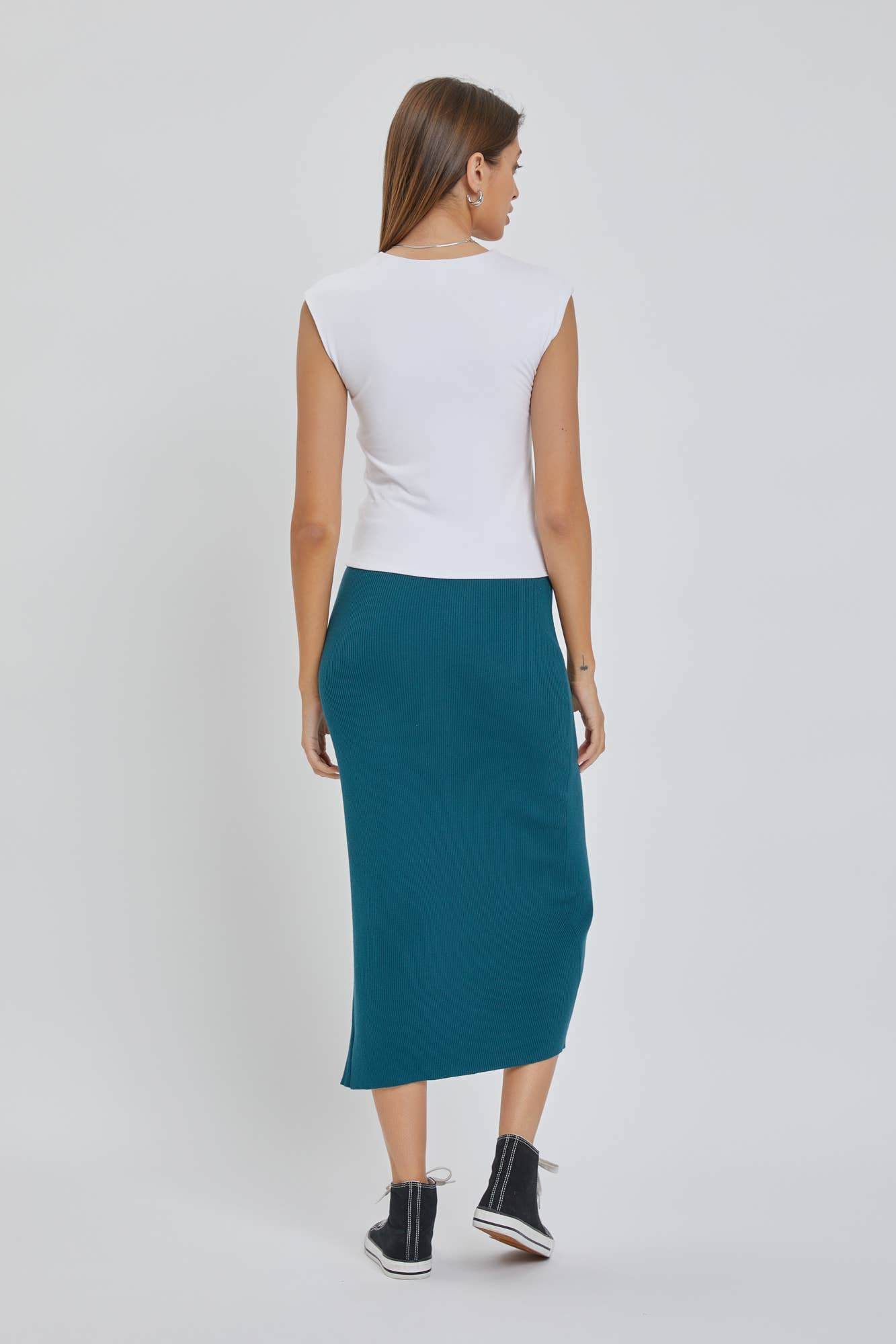 BASIC CAP SLEEVE KNIT TOP: Small / Off White
