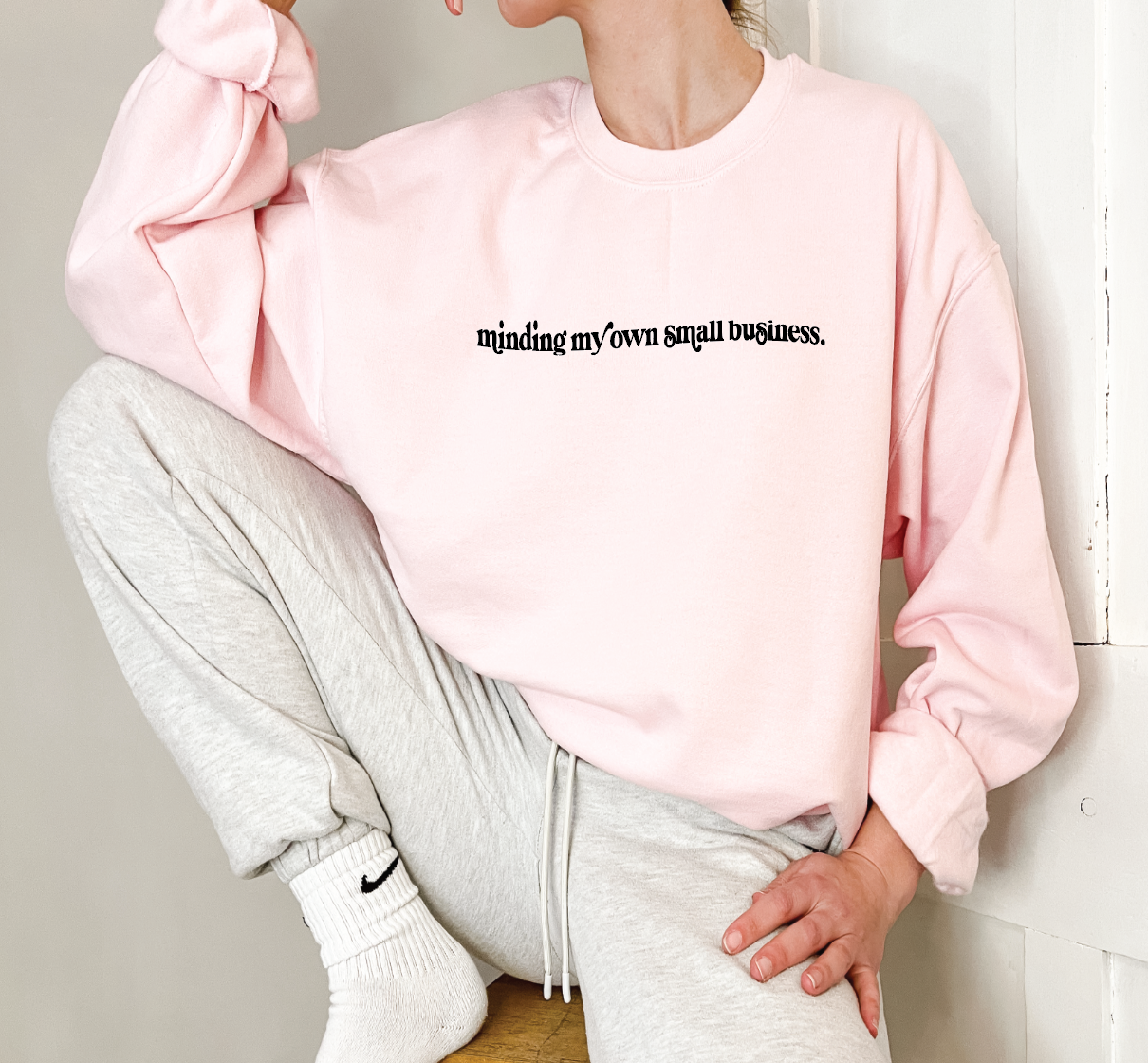 Minding My Own Small Business Sweatshirt: M / Grey