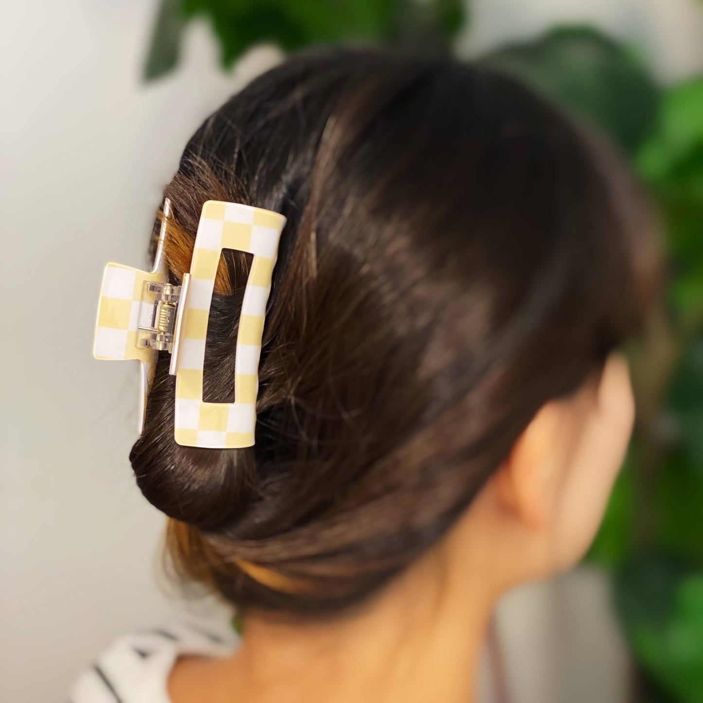 Checker Lovers Hair Claw clip: Yellow