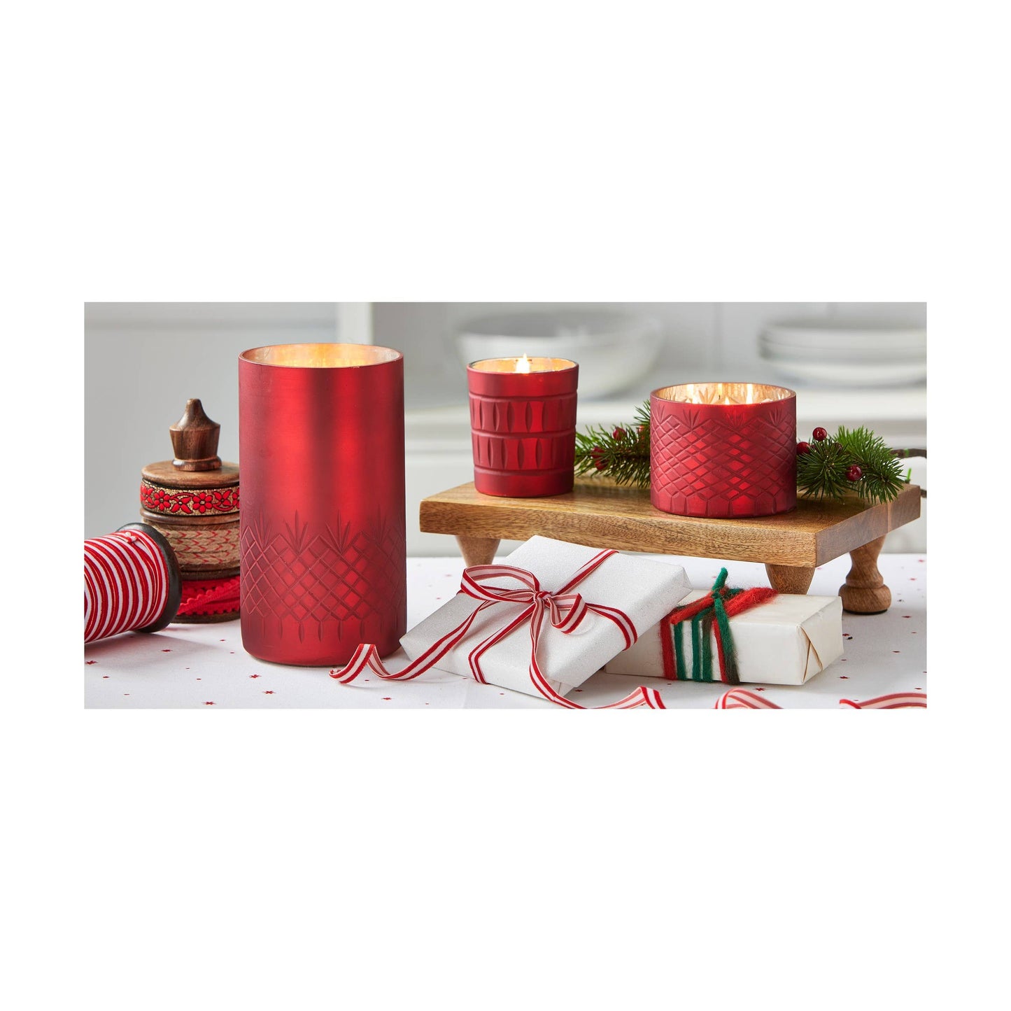 SALE Chai Spice & Vanilla Candle Medium - Red