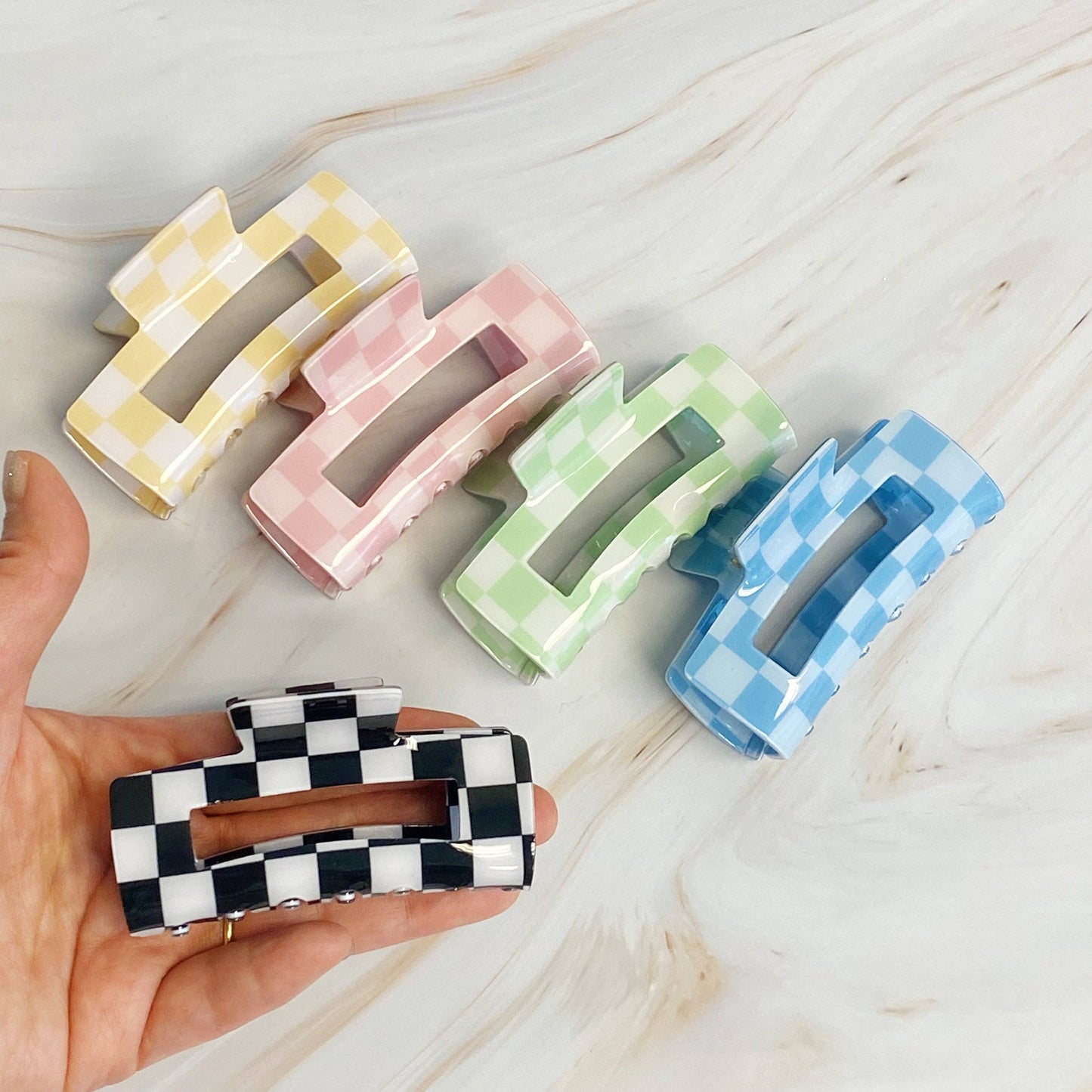 Checker Lovers Hair Claw clip: Yellow