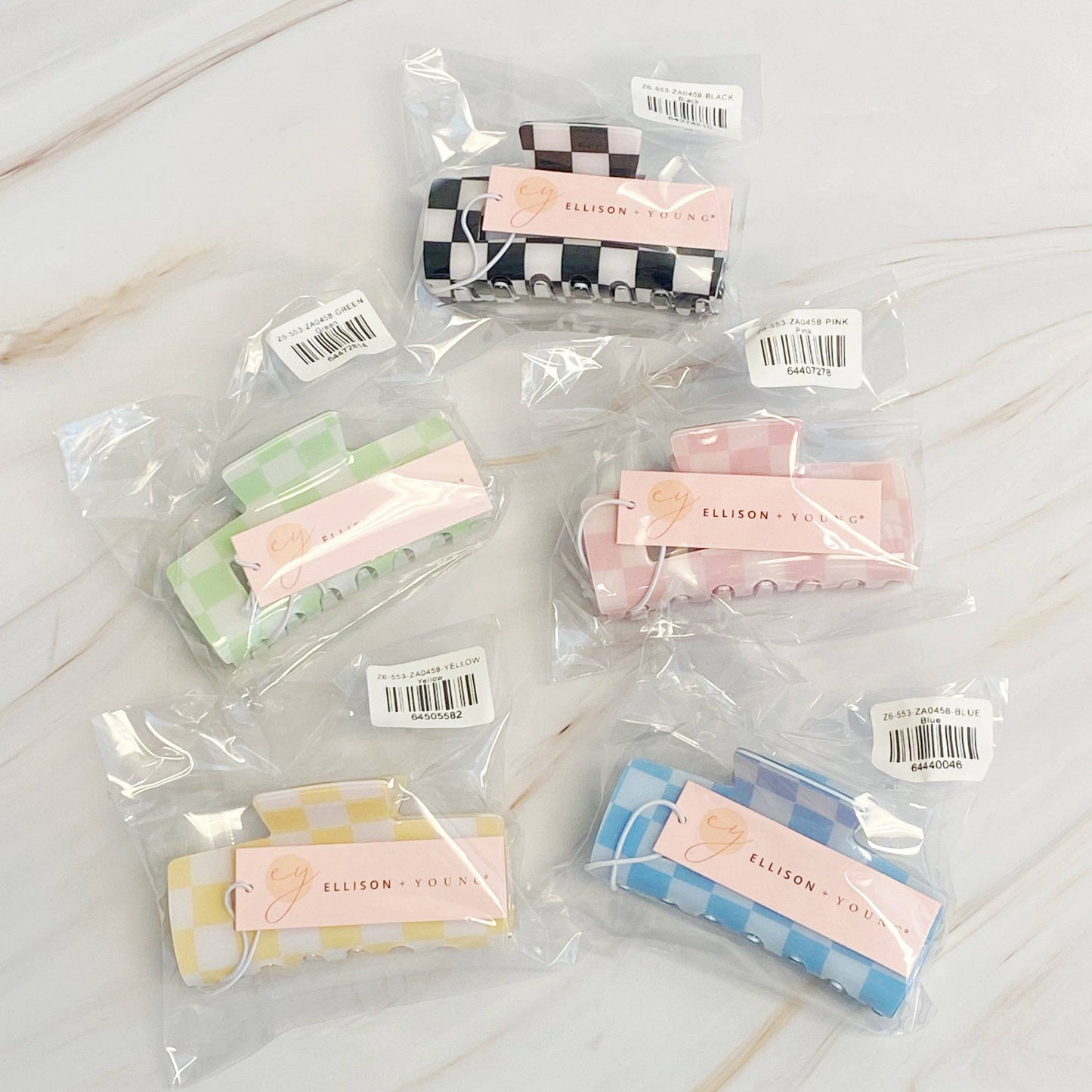 Checker Lovers Hair Claw clip: Yellow