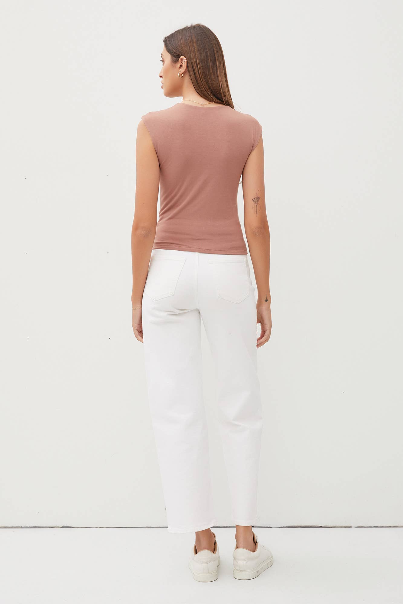 BASIC CAP SLEEVE KNIT TOP: Small / Off White