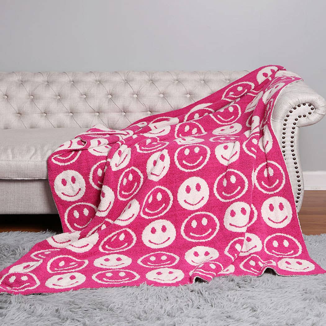 Happy Face Throw Blanket: Blue