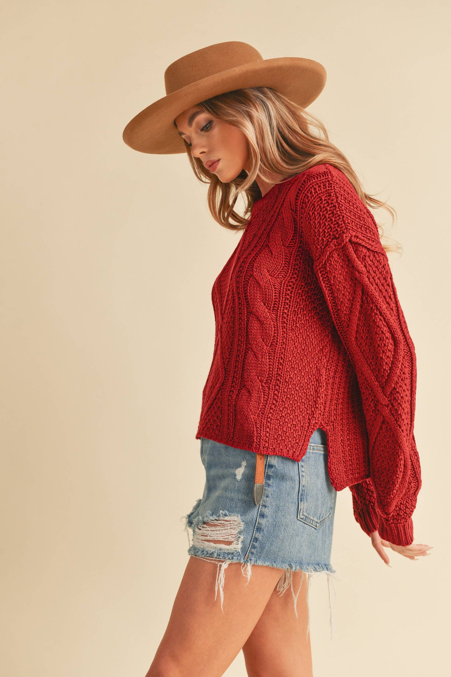 397CK Adela Sweater: M / Knit / Oat