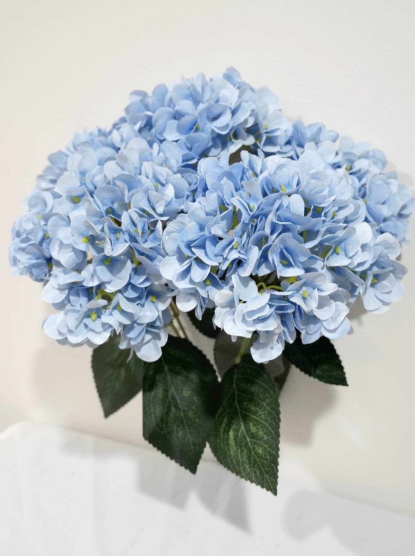 18" Super Soft Silk Hydrangea Artificial Flower Bush Blue