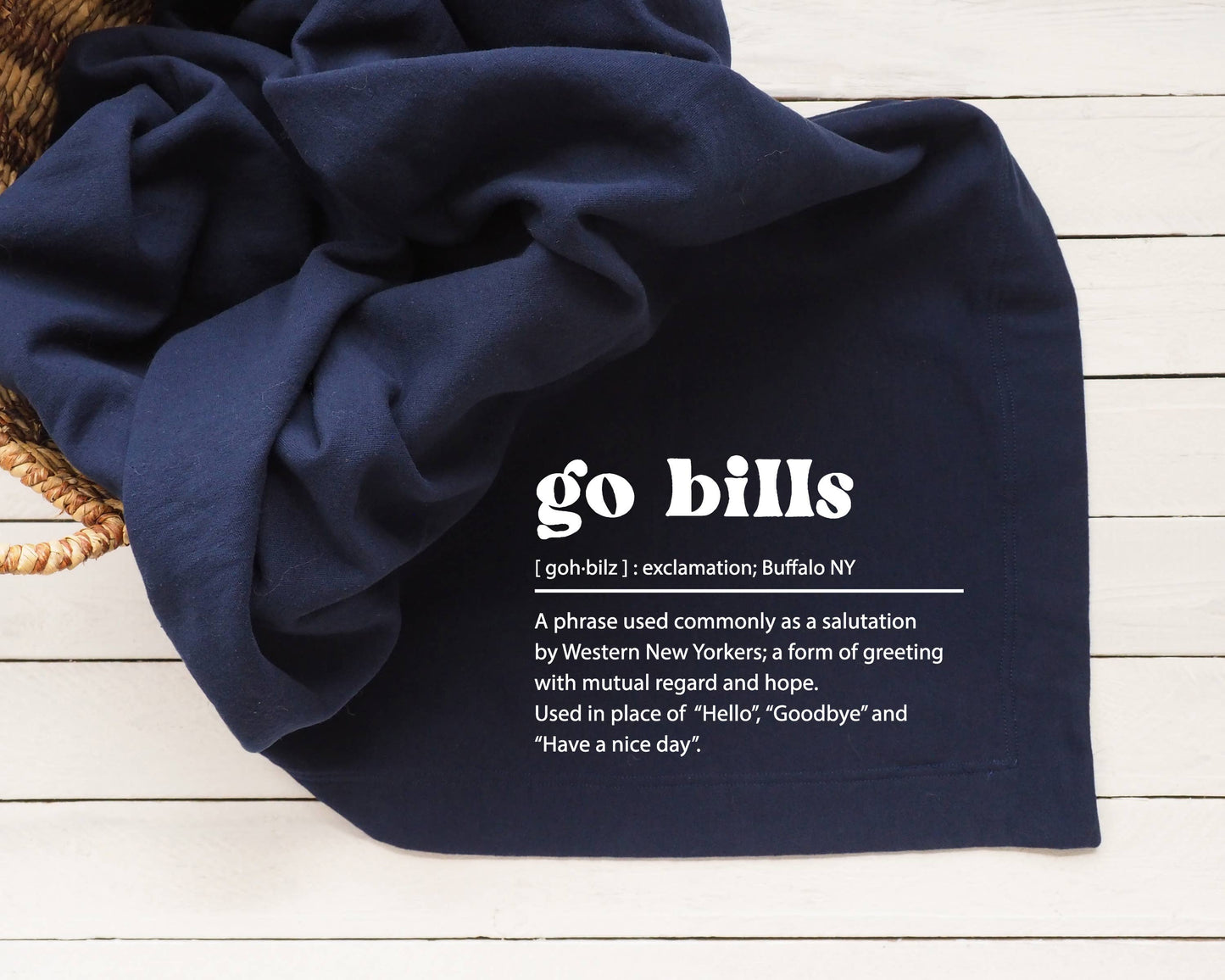 Buffalo Bills Throw Blanket - Go Bills Stadium Blanket: Charcoal