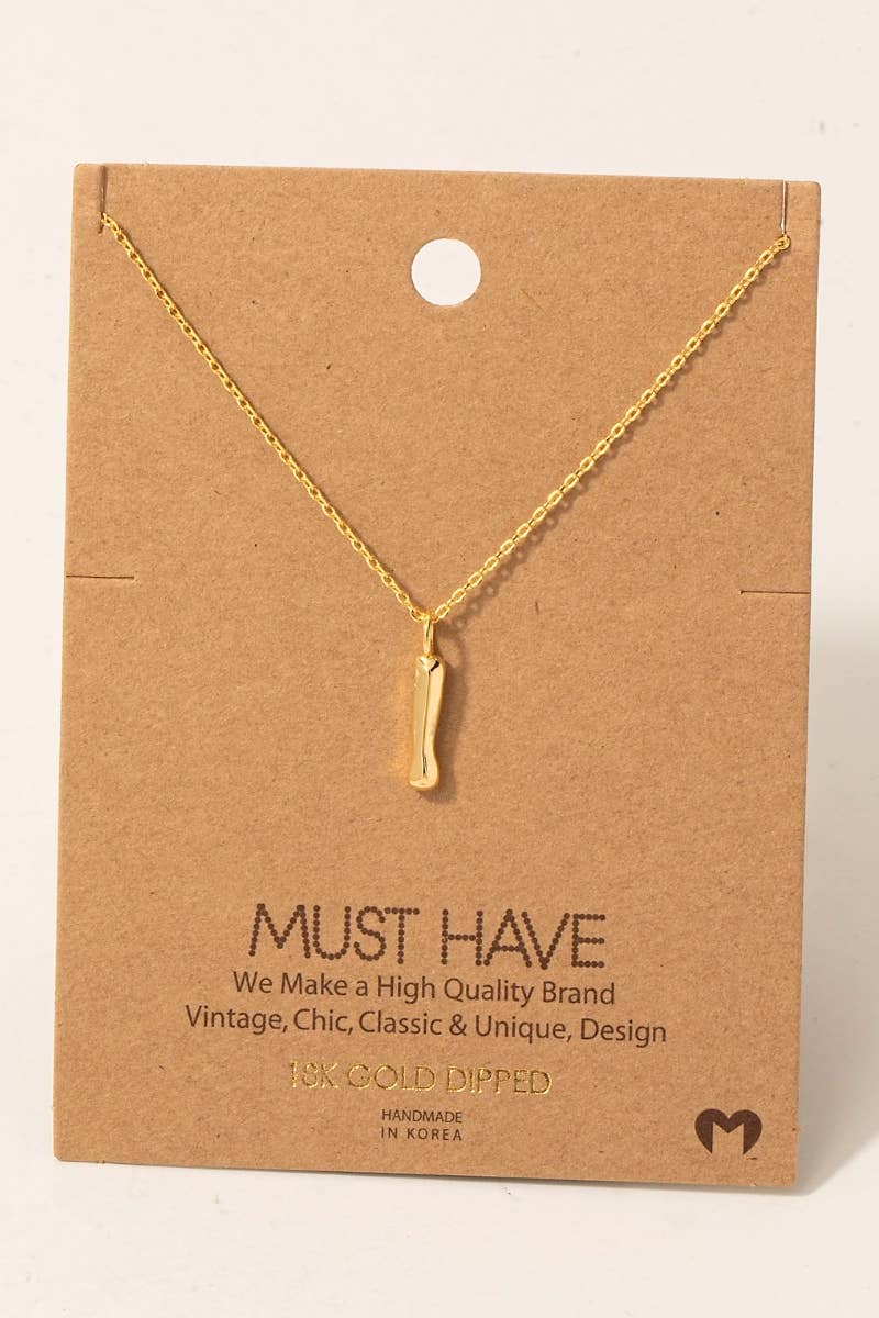 Bubble Letter initial Necklace,gold dipped : R