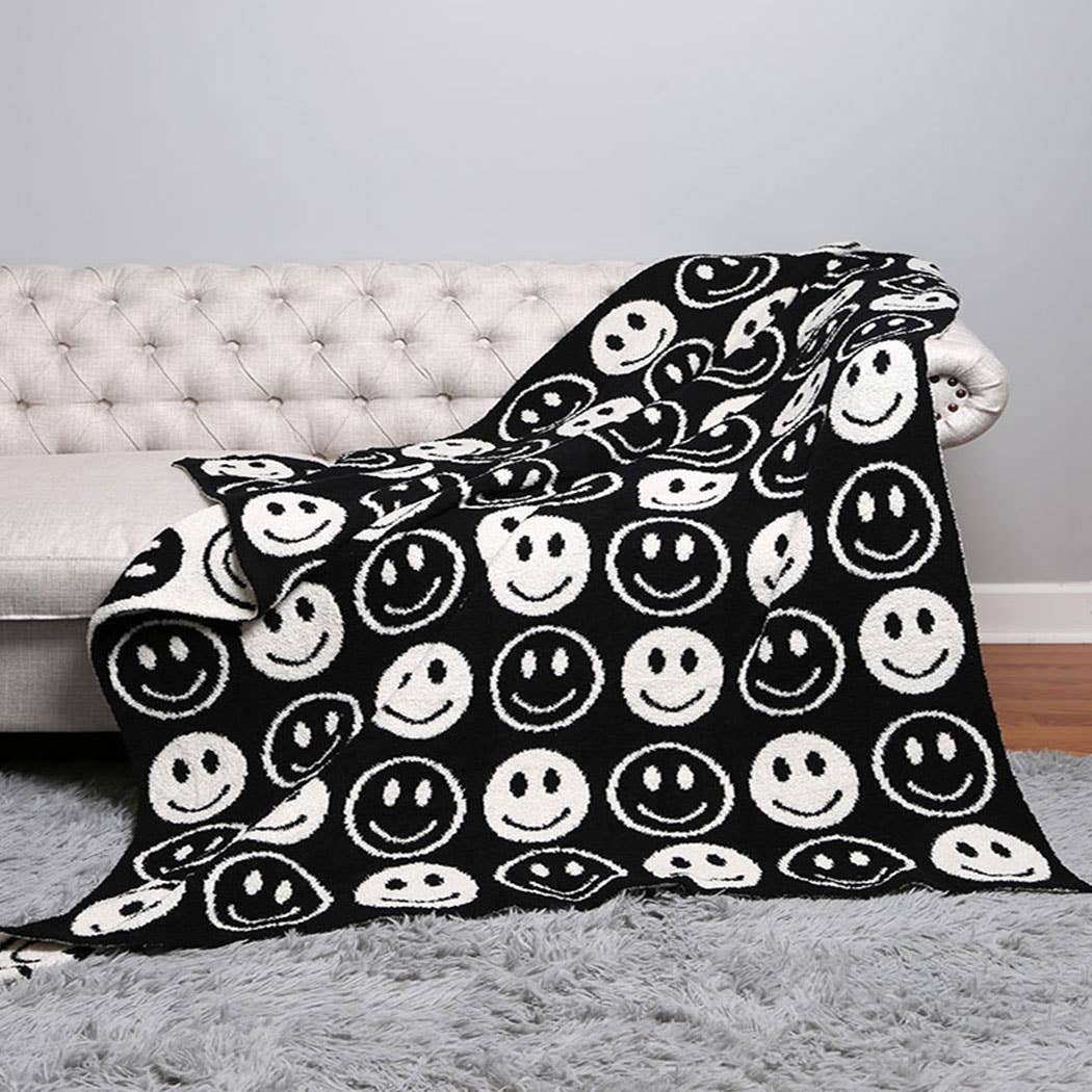 Happy Face Throw Blanket…light pink