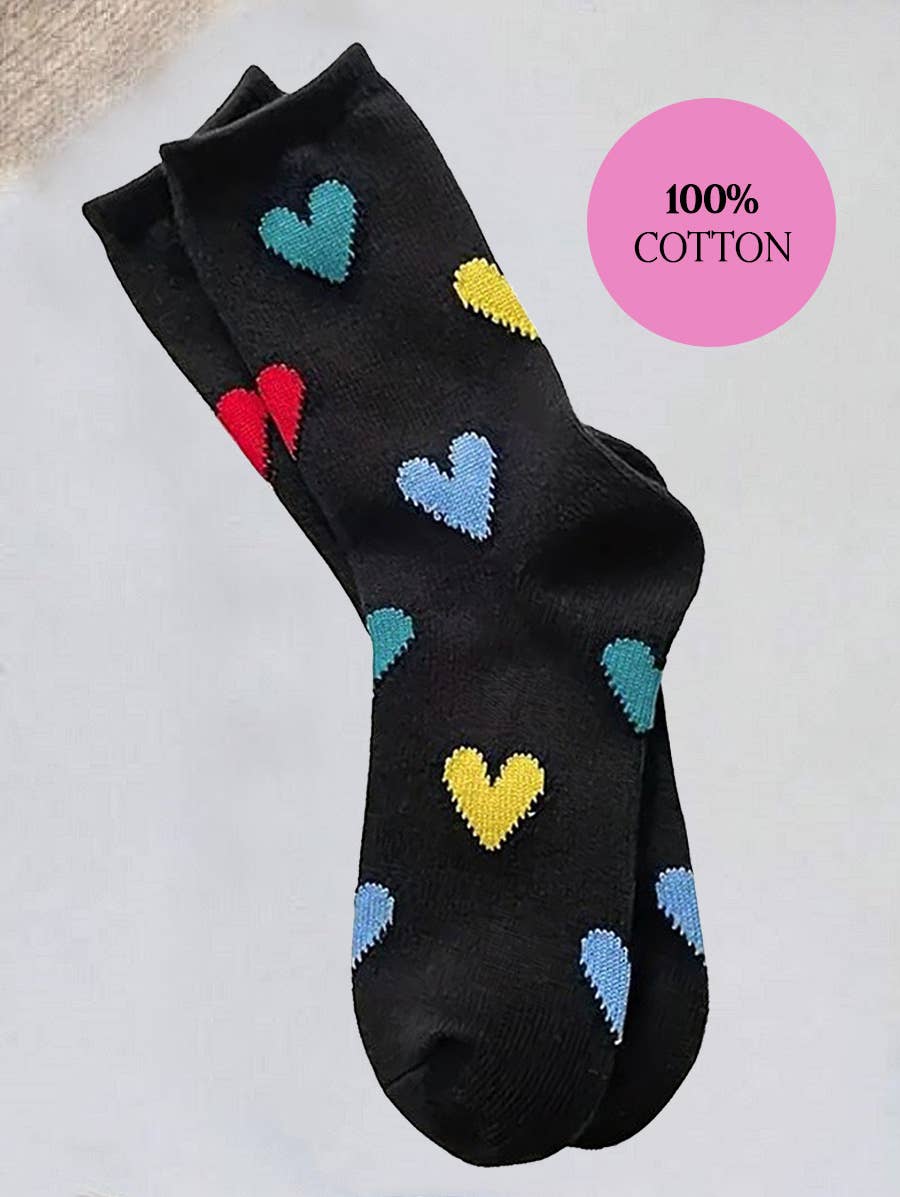 ,.VALENTINE HEART CASUAL 100% Cotton SOCKS: OS / WHITE-164445