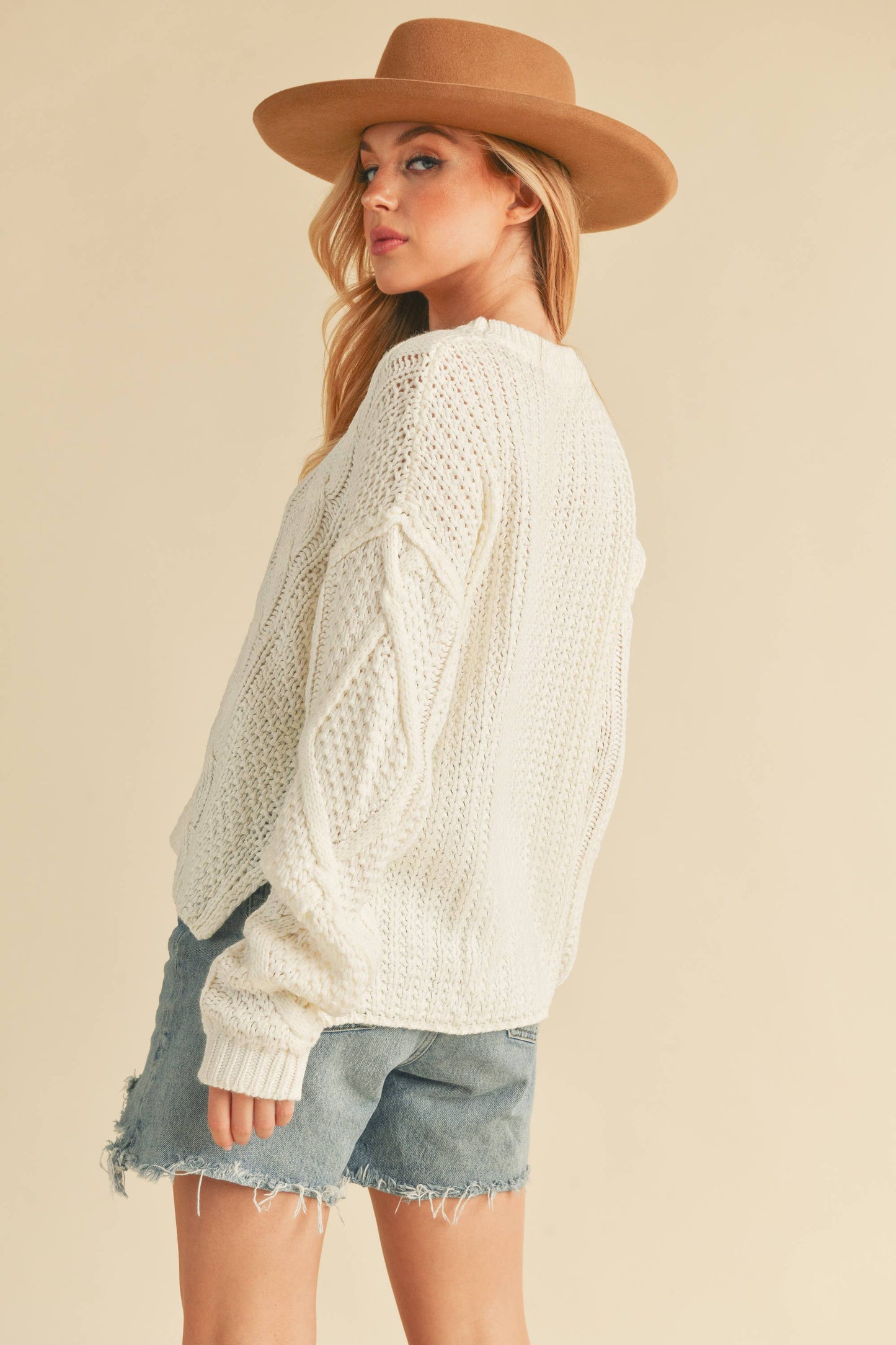 397CK Adela Sweater: S / Knit / Oat