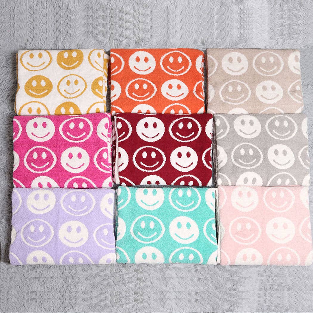 Happy Face Throw Blanket…light pink