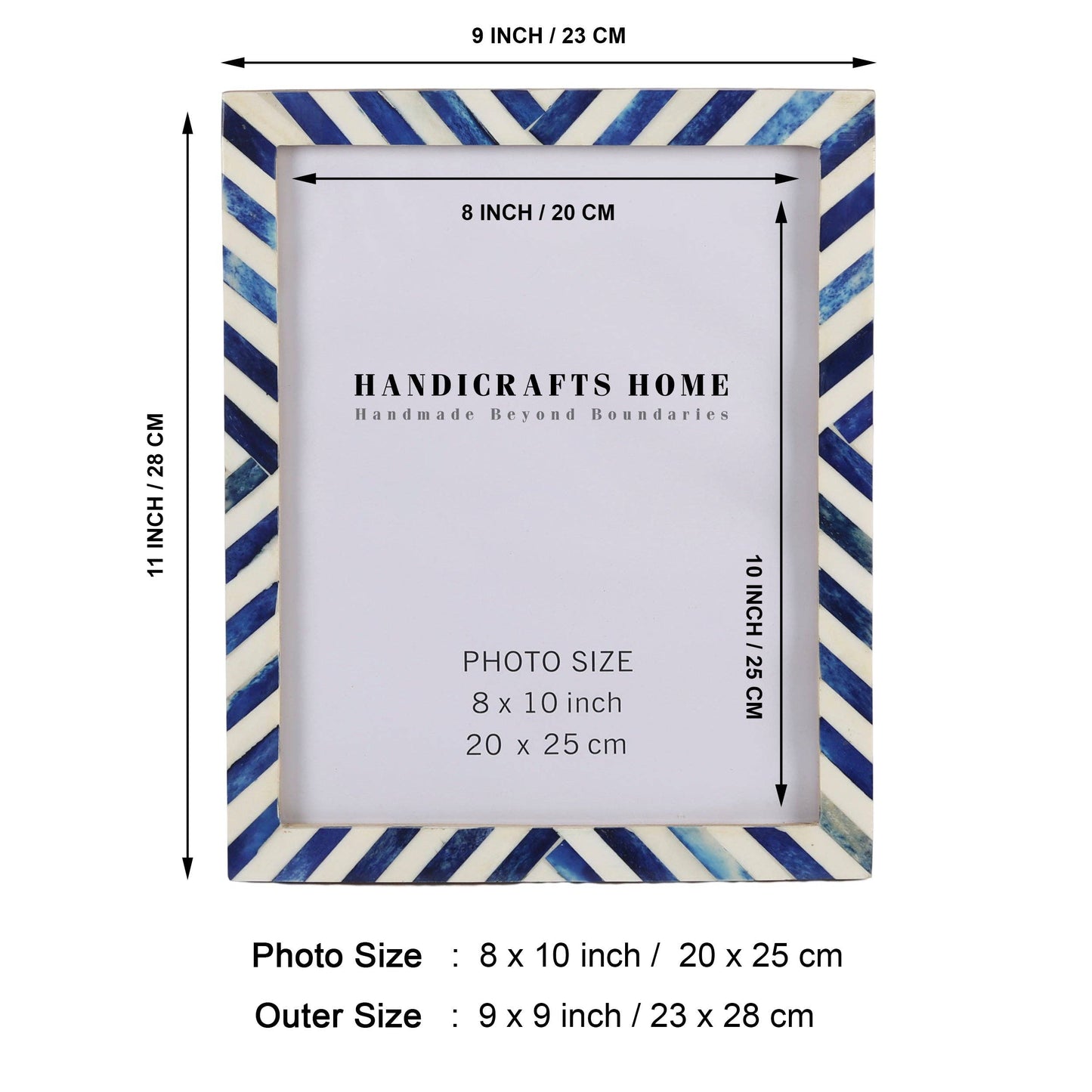 Photo Frames Chevron Pattern Blue & White 8x10 Inch: Blue