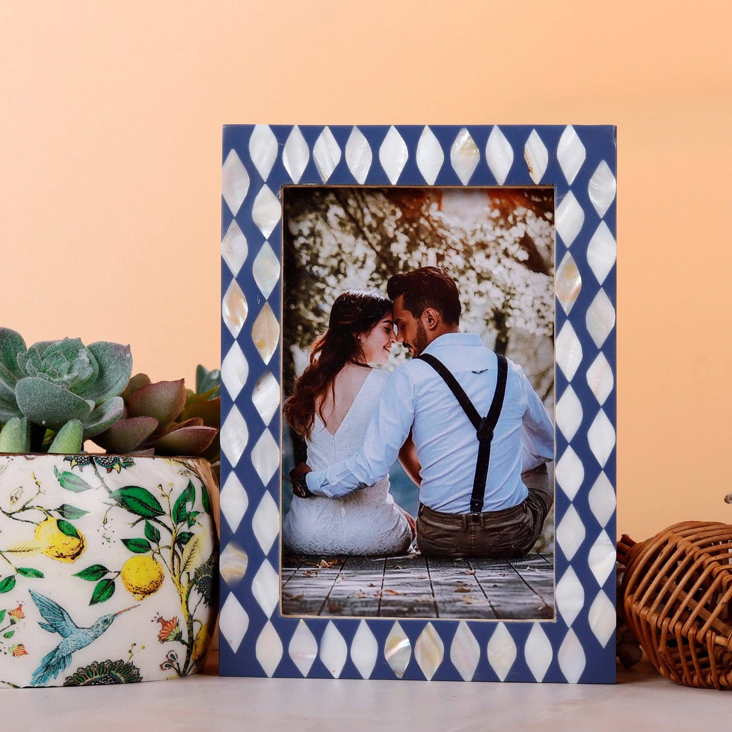 Photo Frame Avant Drops Collection Blue & White 4x6 Inch: 4x6