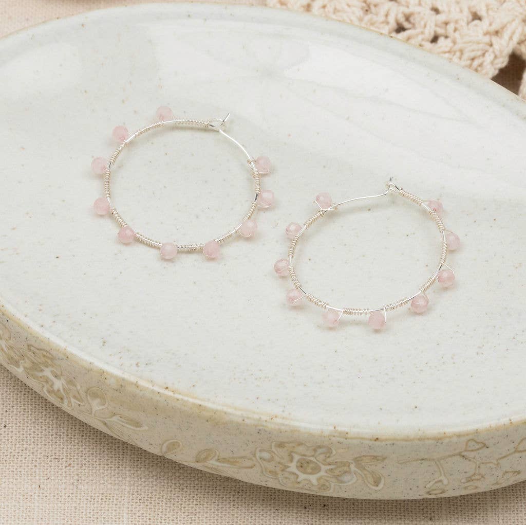 Pritti Hoops-Rose Quartz: Gold/Rose Quartz