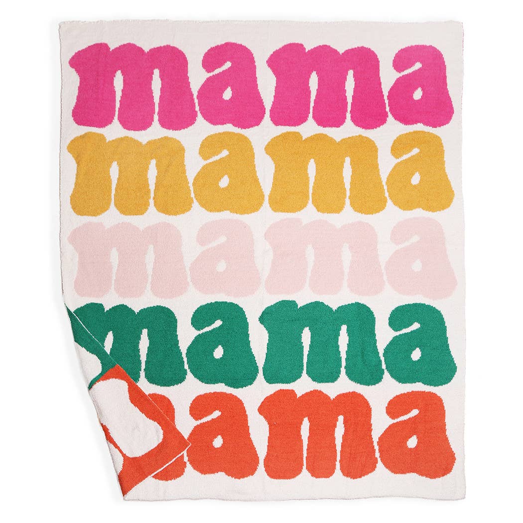 Mama Colorful Typography Design Soft Cozy Throw Blanket: ONE SIZE / MUL