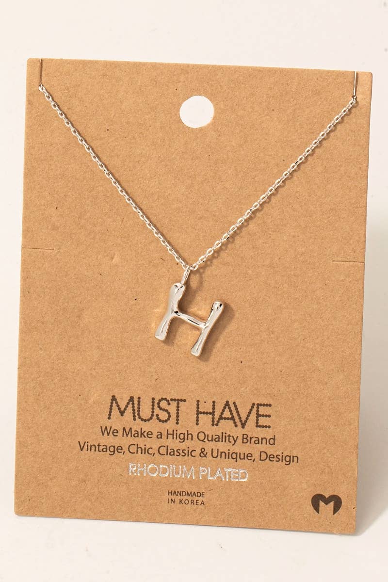 Bubble Letter initial Necklace,gold dipped : R