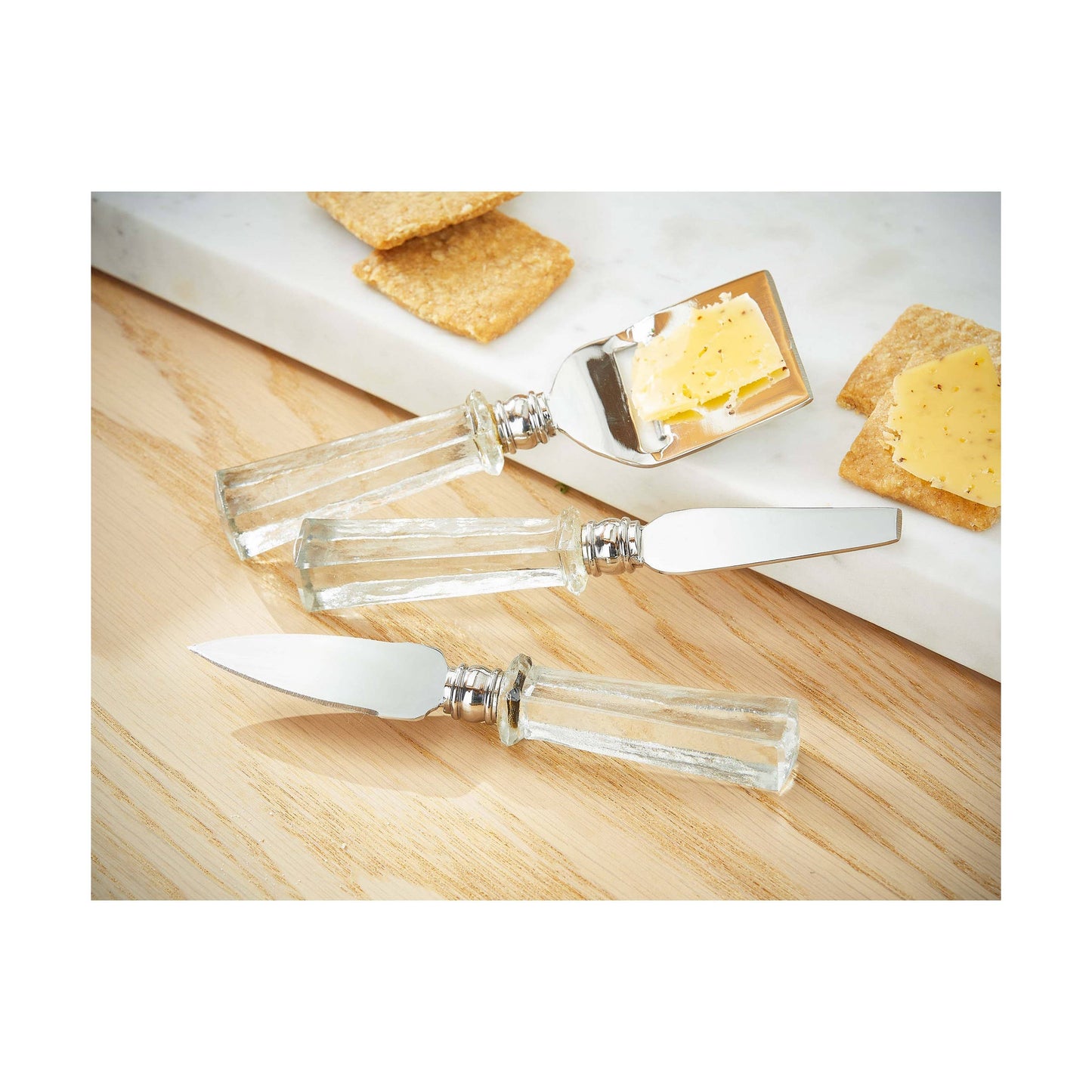 Glass Handle Cheese Utensil Set of 3 - Clear