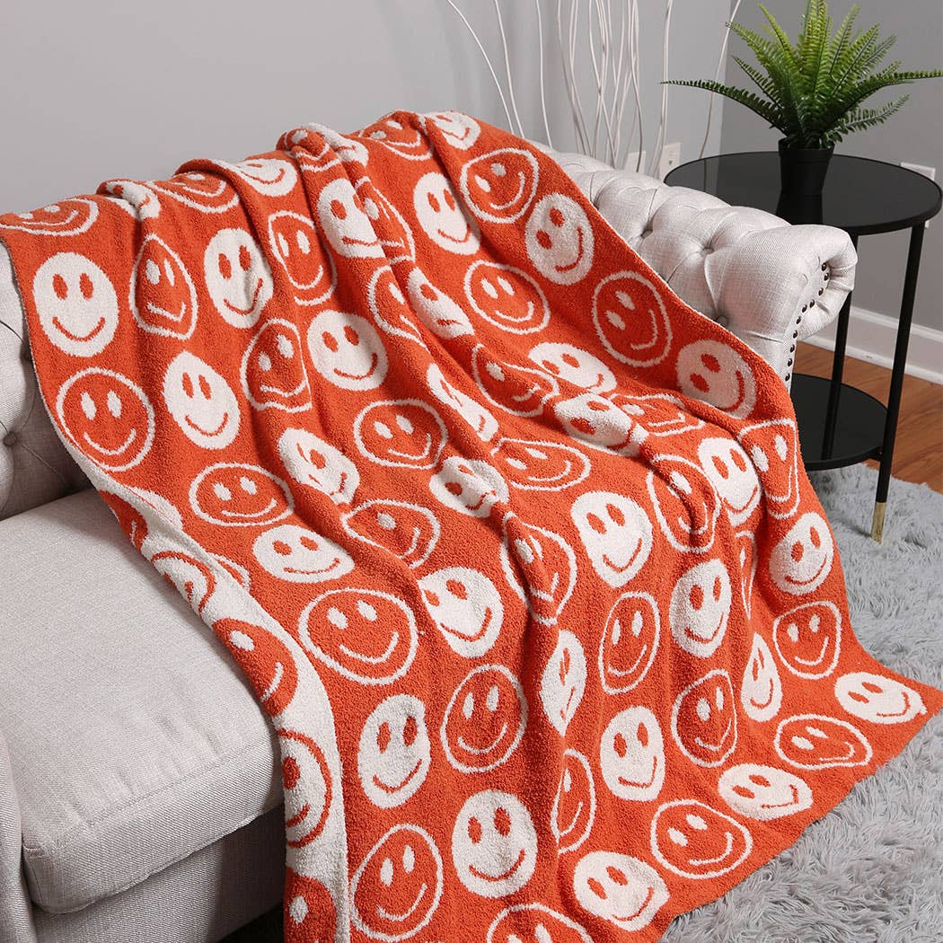 Happy Face Throw Blanket…light pink