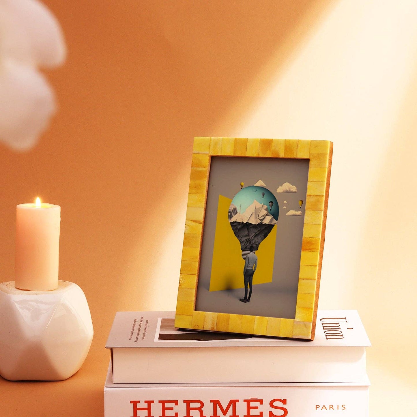 Photo Frames Chic Bone Inlay Yellow 5x7 Inch: Yellow