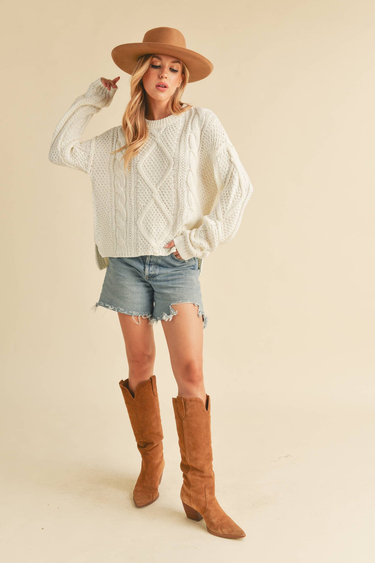 397CK Adela Sweater: S / Knit / Oat
