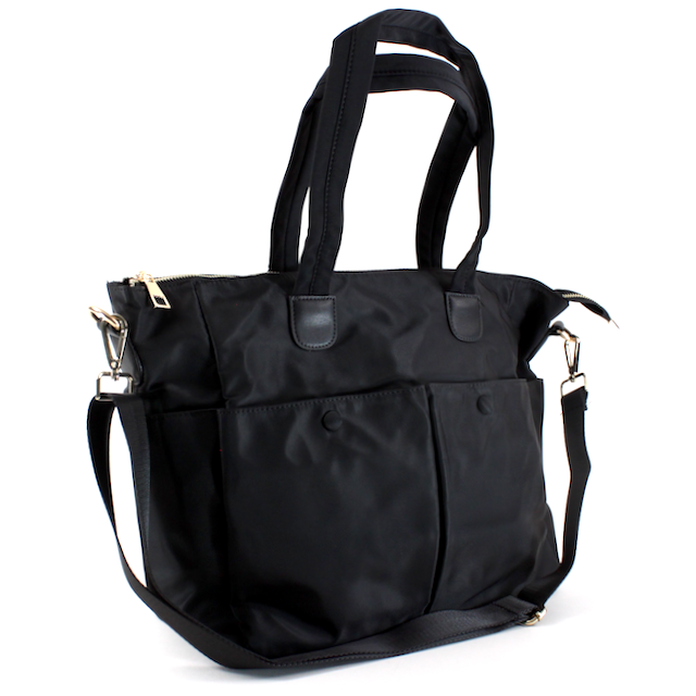P22146 Waterproof Nylon Bag: 05 Poka Dot Black