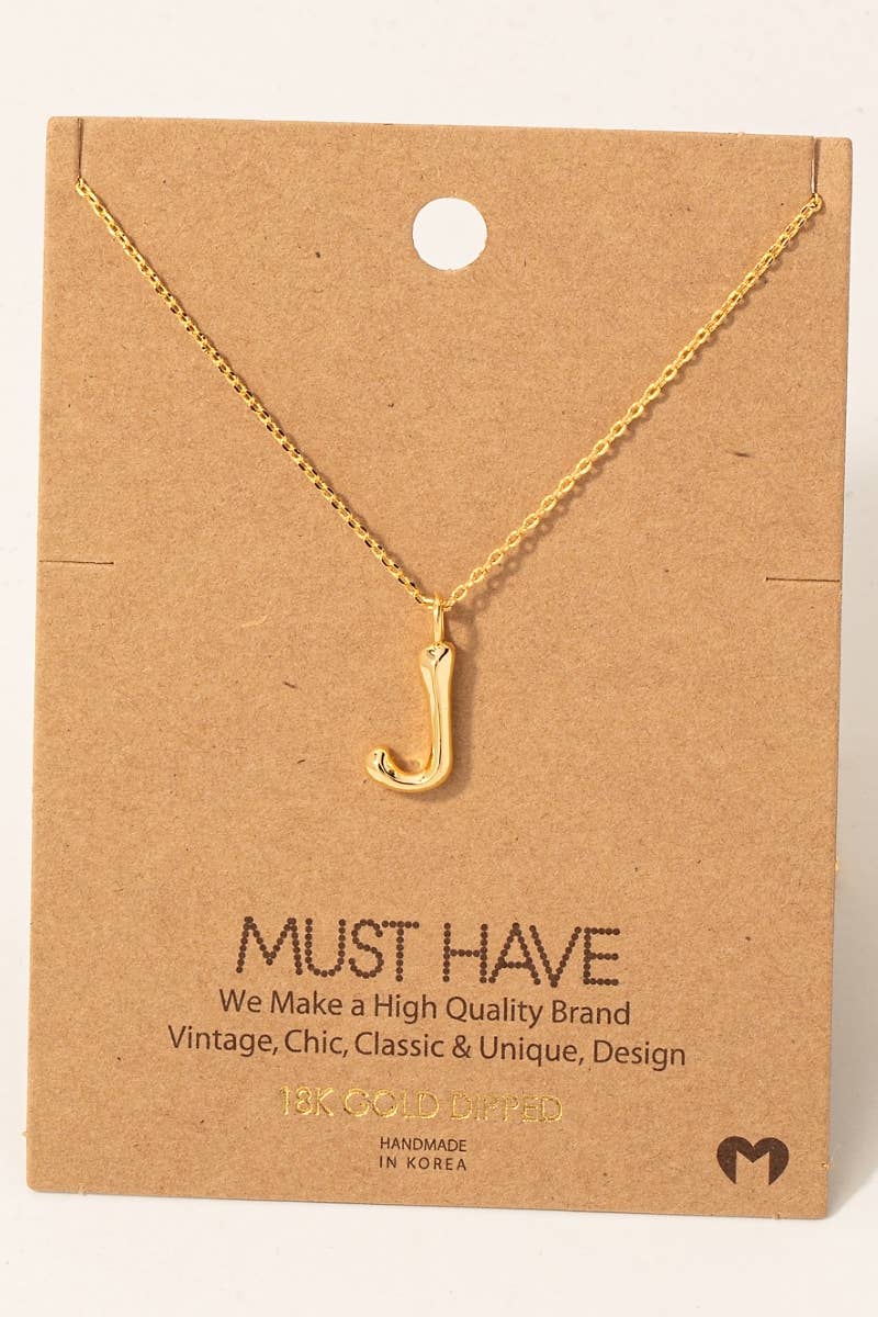 Bubble Letter initial Necklace,gold dipped : R