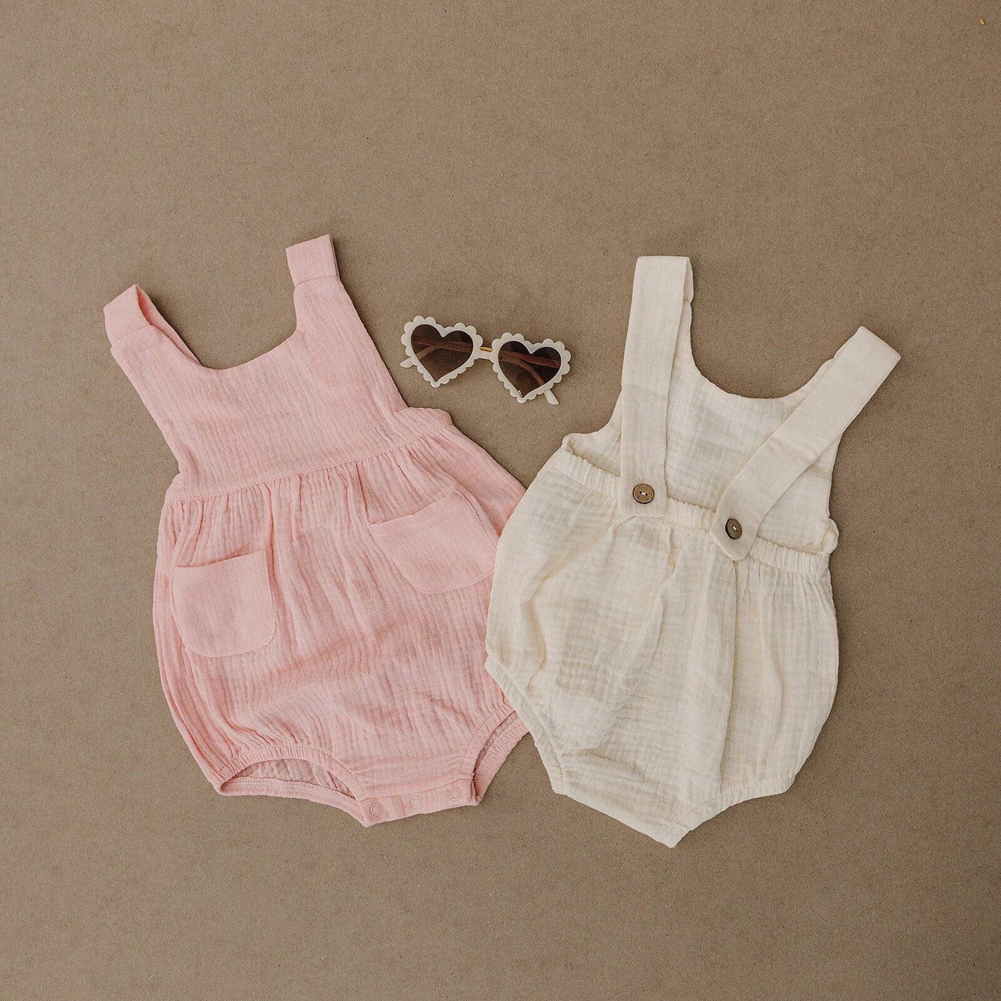 Organic Cotton Muslin Bubble Romper - more colors: Light Pink / 6-12 months