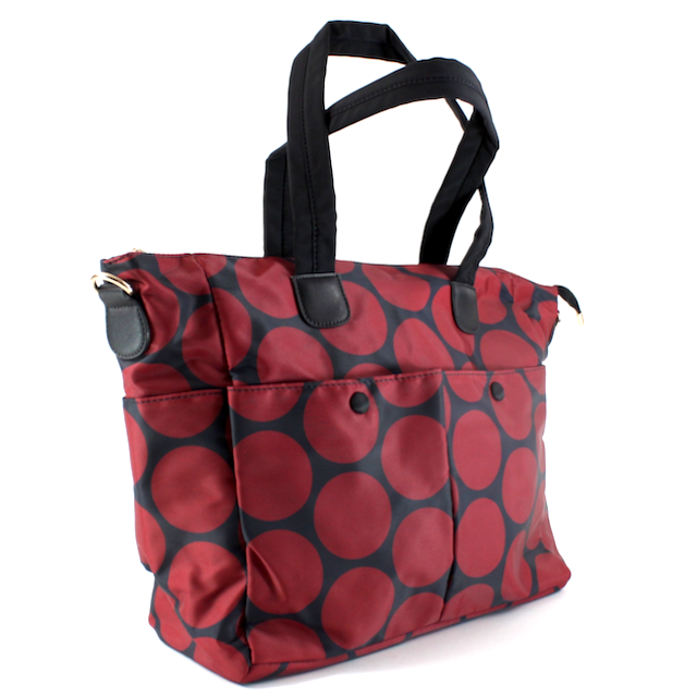 P22146 Waterproof Nylon Bag: 05 Poka Dot Black