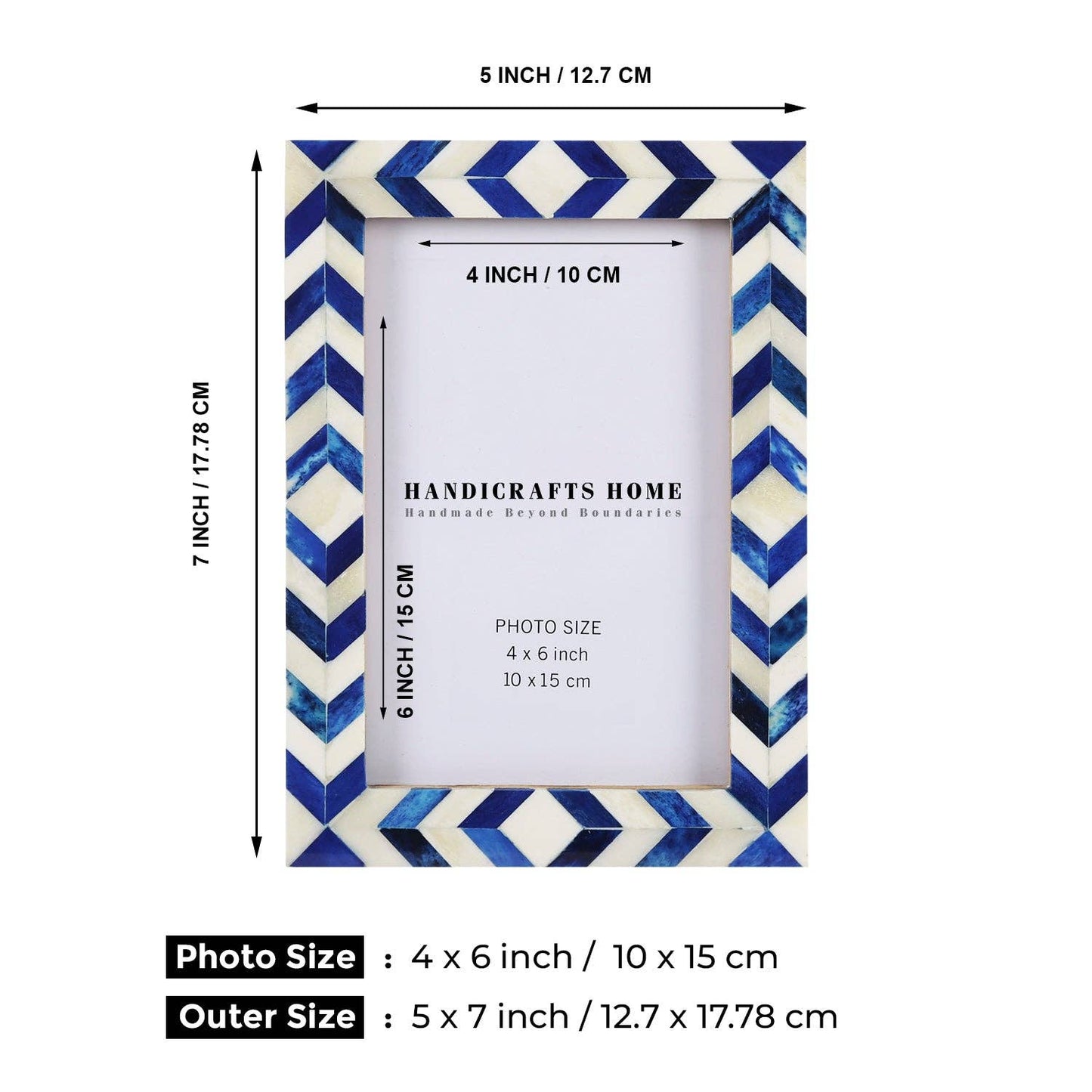 Photo Frame Mosaic Chevron Blue & White 4x6 Inch: 4x6 Inches