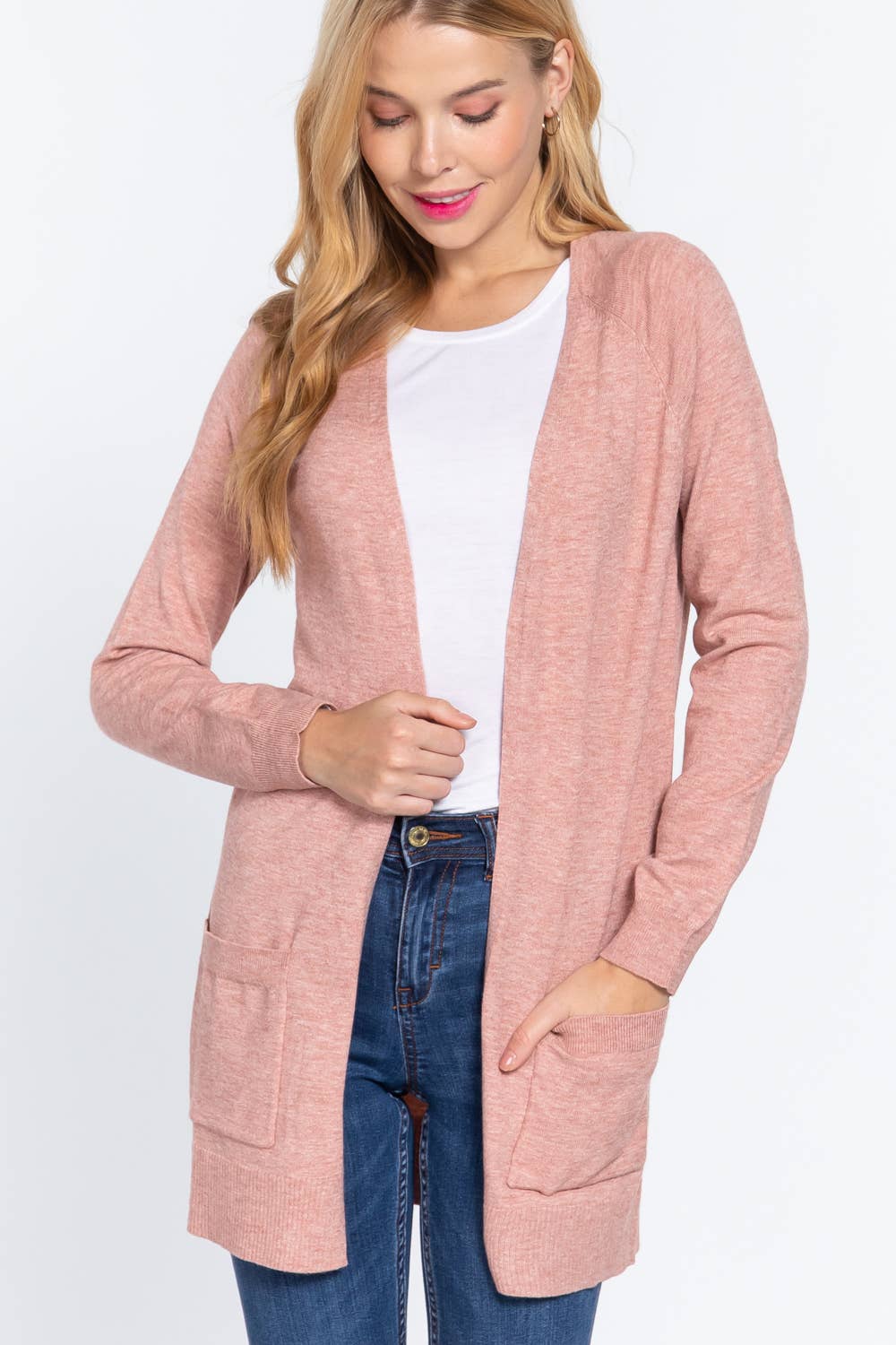 , SI-21342 RAGLAN SLV OPEN SWEATER CARDIGAN: BRG-wine-121403 / L