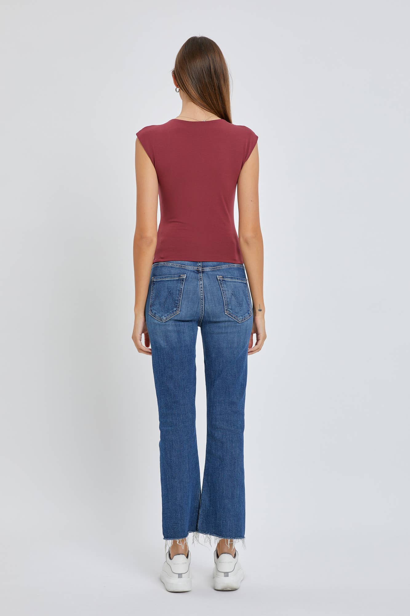 BASIC CAP SLEEVE KNIT TOP: Large / Off White