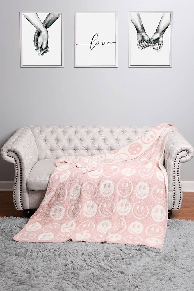 Happy Face Throw Blanket: Yellow