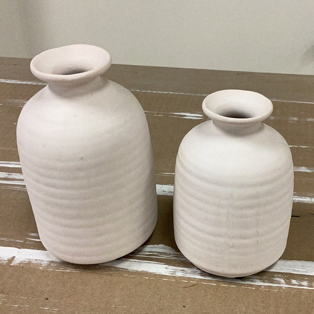 S/2 matte white vases