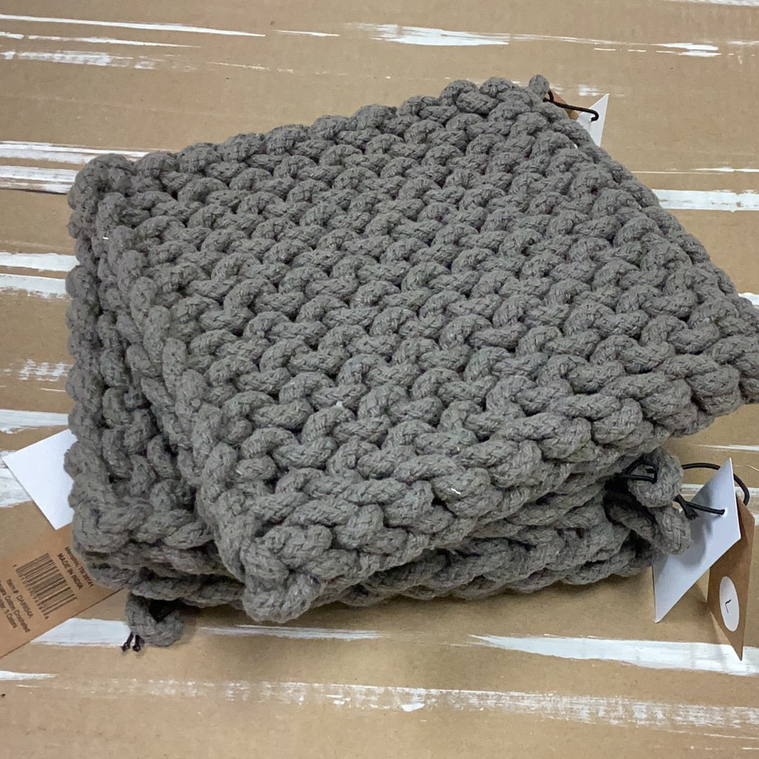 Cotton crocheted pot holder…charcoal