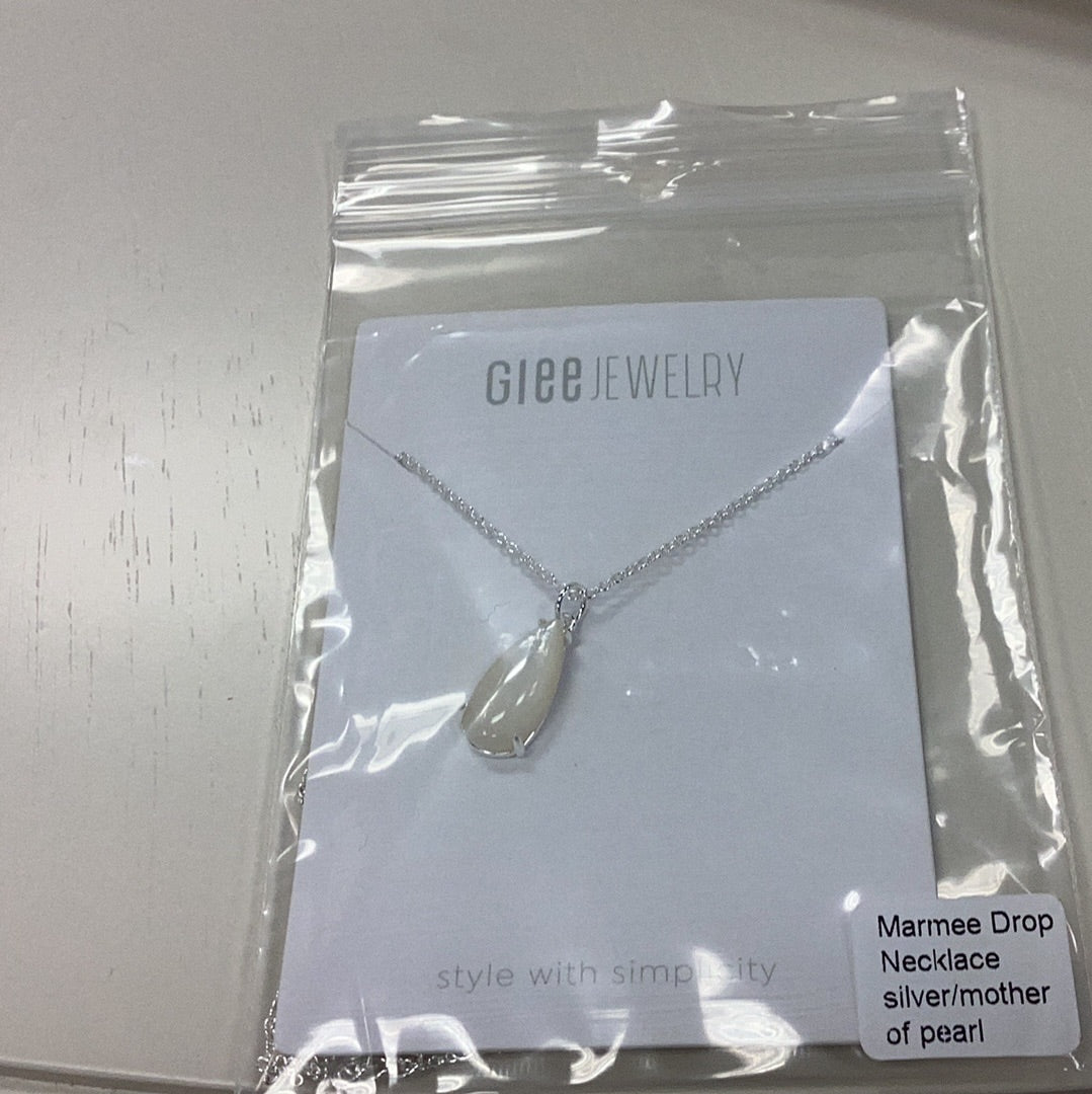 Marmee drop necklace silver/ mother of pearl