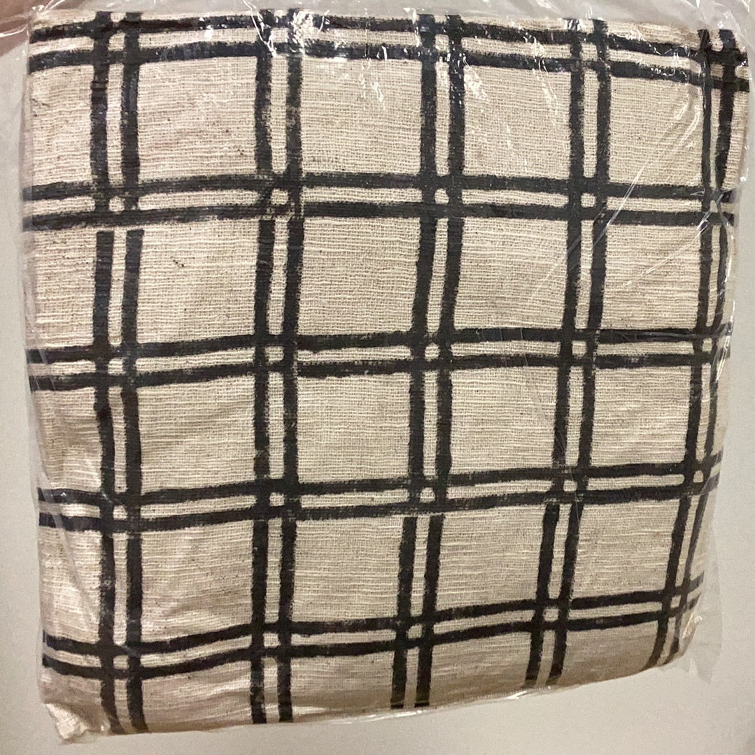 20” grey criss cross pillow