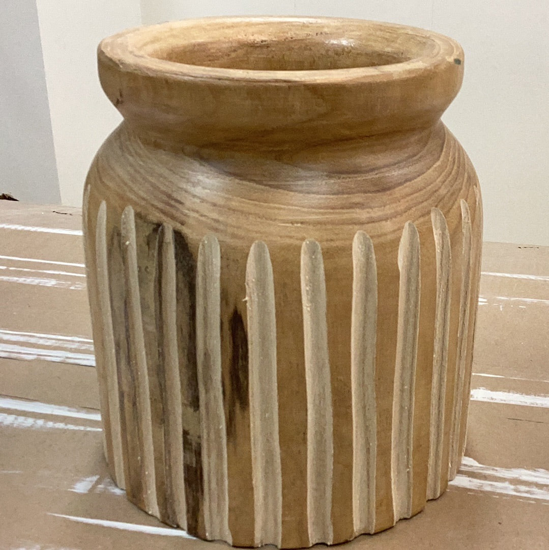 8.75 carved wood vase