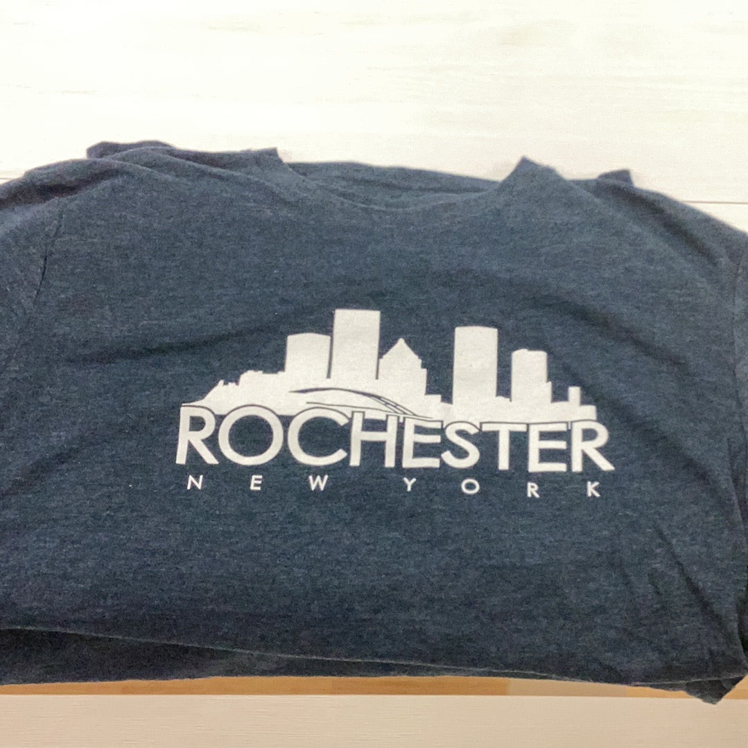 Crazy dog tshirt rochester skyline -navy