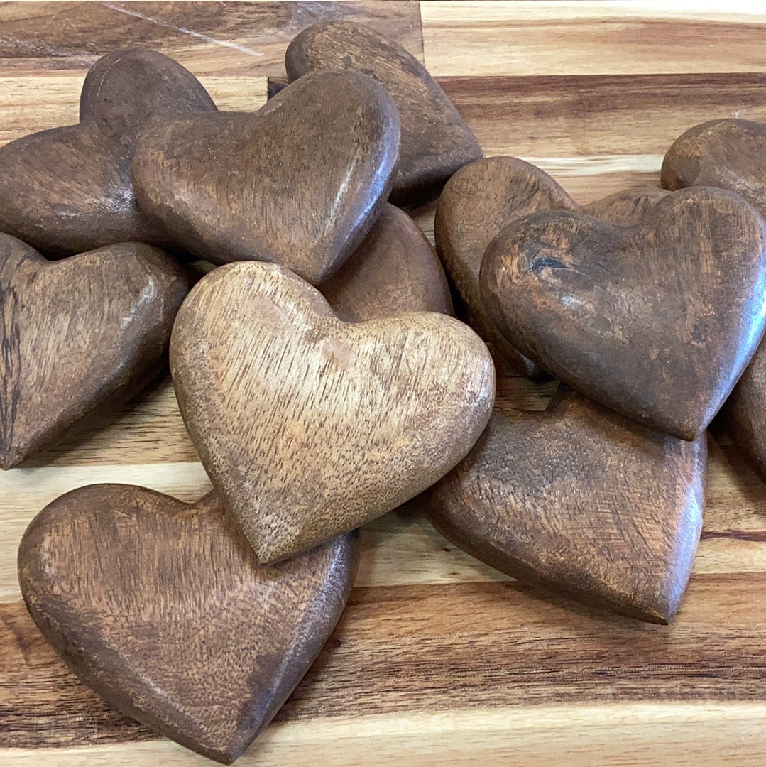 Hand carved mango wood heart