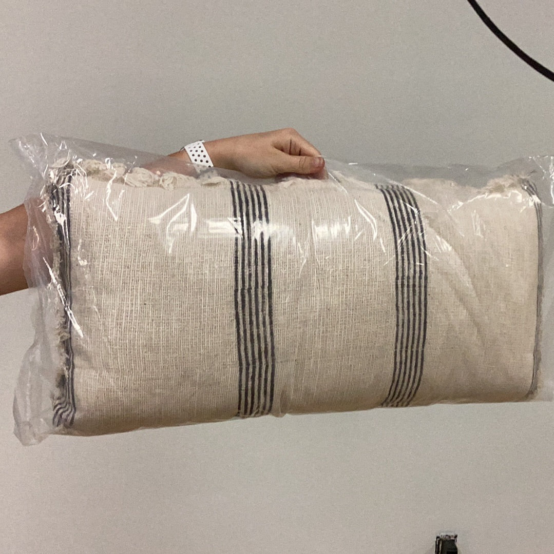 12x24” stripe fringe pillow