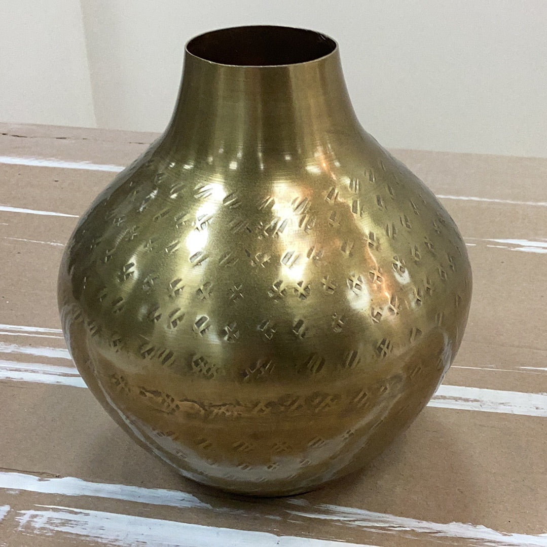 Hammered metal vase