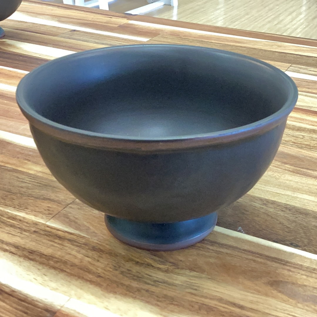 Stoneware footed bowl, reactive glaze